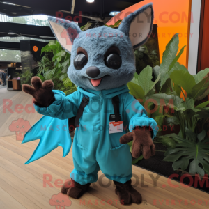 Cyan Bat mascot costume...