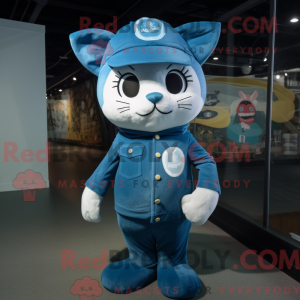 Cyan Cat maskot kostume...