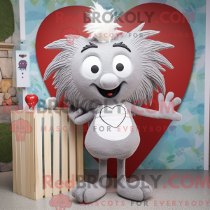 Gray Heart mascot costume...