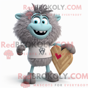 Gray Heart mascot costume...