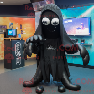 Black Squid mascot costume...