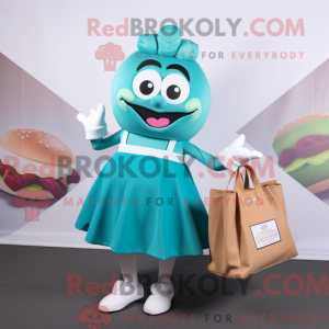 Teal Hamburger mascot...