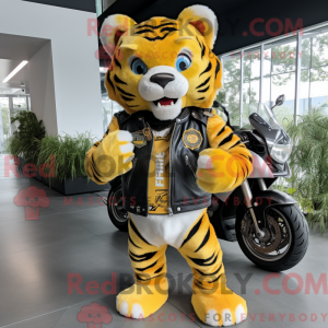 Gul Tiger maskot kostume...