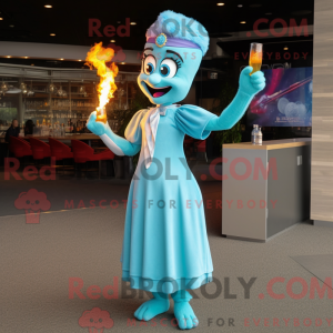 Sky Blue Fire Eater mascot...