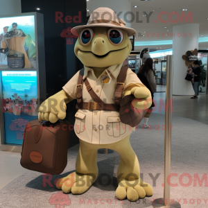 Tan Turtle maskot kostume...