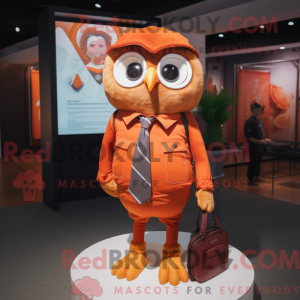 Orange Owl maskot kostyme...