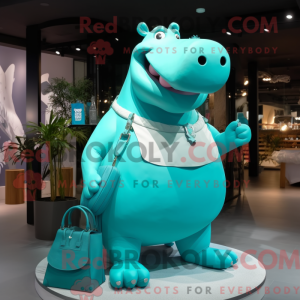 Cyan Nilpferd Maskottchen...