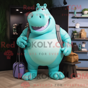 Cyan Nilpferd Maskottchen...