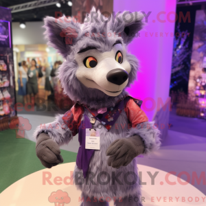 Lavendel Wolf maskot drakt...