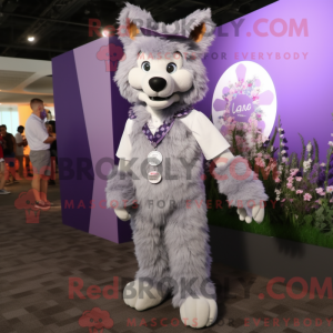 Lavendel Wolf maskot drakt...