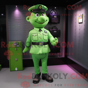 Green Police Officer mascot...