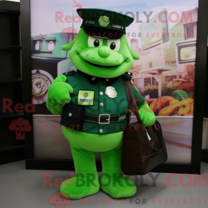 Green Police Officer mascot...