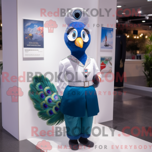 Navy Peacock maskot kostume...
