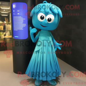 Cyan Men maskotdraktfigur...