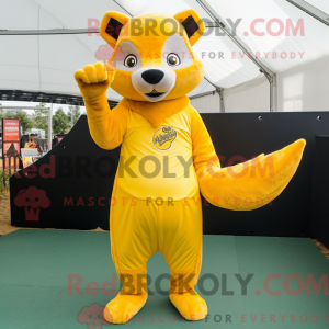 Gul mår maskot kostume...