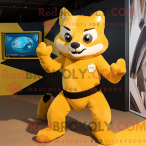 Gul mår maskot kostume...