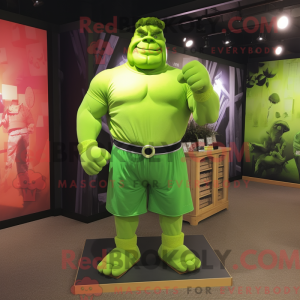 Lime Green Strongman mascot...