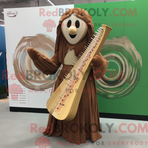 Brown Celtic Harp mascot...