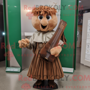 Brown Celtic Harp mascot...