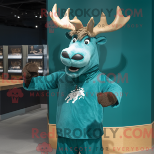 Teal Irish Elk mascot...