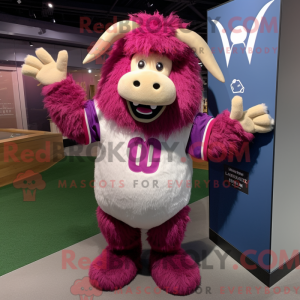 Magenta Yak mascot costume...