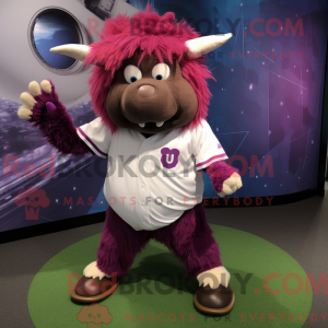 Magenta Yak mascot costume...