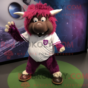 Magenta Yak-mascottekostuum...