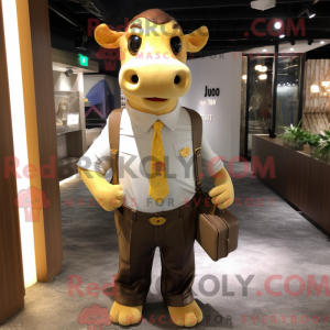 Gold Cow mascot costume...