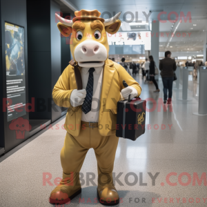 Gold Cow maskot kostume...
