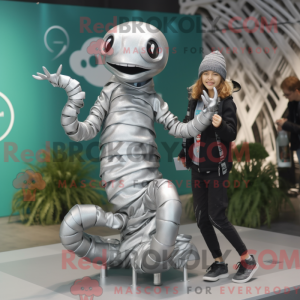 Silver Hydra mascot costume...