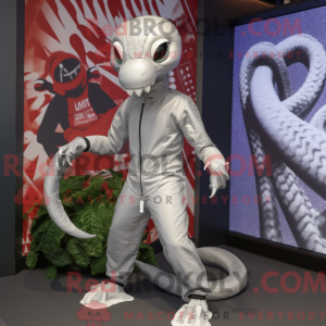 Silver Hydra mascot costume...