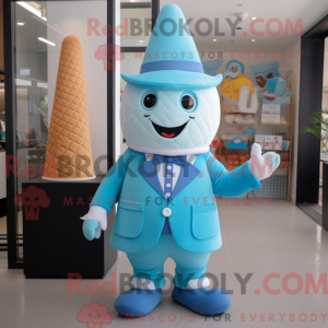 Blue Ice Cream Cone maskot...