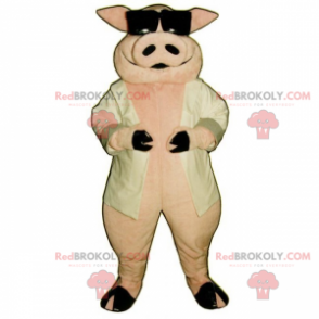 Pig mascot and dark glasses - Redbrokoly.com