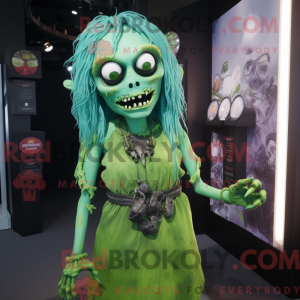 Grøn Undead maskot kostume...