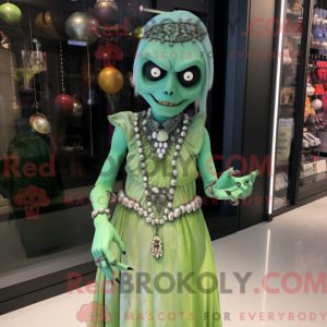 Grøn Undead maskot kostume...