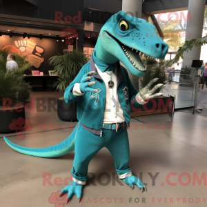 Teal Allosaurus mascot...