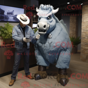 Sølv Bison maskot kostume...
