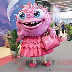 Pink Piranha mascot costume...