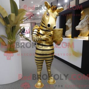 Guld Zebra maskot kostume...