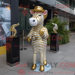 Guld Zebra maskot kostume...