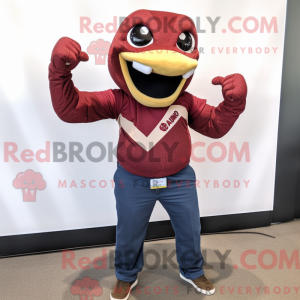 Maroon Hydra mascot costume...