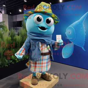 Cyan Fish Tacos Maskottchen...