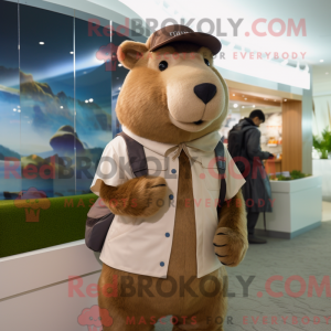 Tan Capybara maskot kostume...