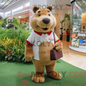 Tan Capybara maskot kostume...