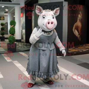 Gray Sow mascot costume...