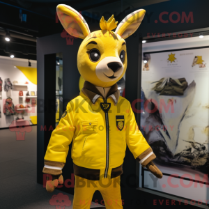 Yellow Deer maskot kostume...