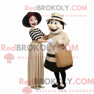 Tan Mime maskot kostume...