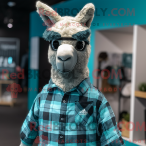 Teal Llama mascot costume...