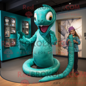 Blågrøn Titanoboa maskot...