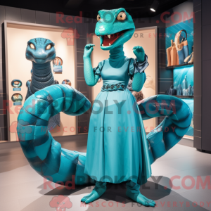 Blågrøn Titanoboa maskot...